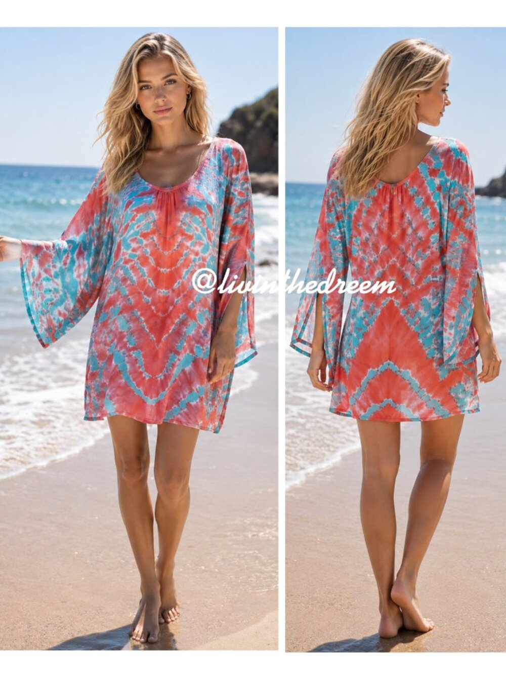 Pineapples Designed In Hawaii Bright Colored Split Sleeve Cover Up SZ L $60